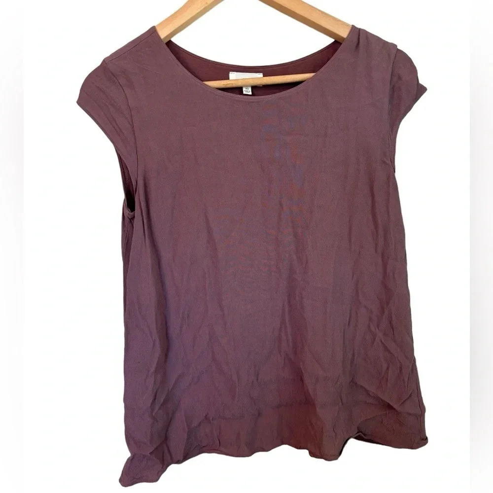 Wilfred Free Artizia Maroon Brown Cap Sleeve Flowy Lined Tee Size XS